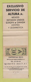 Matchbook Cover - 1968 Olympics Mexico Aernonaves WEAR