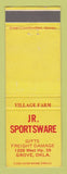 Matchbook Cover - Jr Sportsware Grove OK Gifts Freight Damaged Items