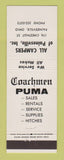 Matchbook Cover - All Campers Painesville OH Coachmen Puma