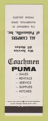 Matchbook Cover - All Campers Painesville OH Coachmen Puma