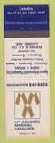Matchbook Cover - Ive Congres Mondial Lasallien Lachine QC