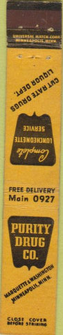 Matchbook Cover - Purity Drug Co Minneapolis MN 10 Strike