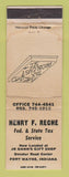 Matchbook Cover - Henry Reche Tax Service Fort Wayne IN WORN