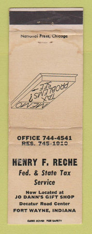 Matchbook Cover - Henry Reche Tax Service Fort Wayne IN WORN