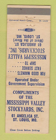 Matchbook Cover - Mississippi Valley Stockyards St Louis MO