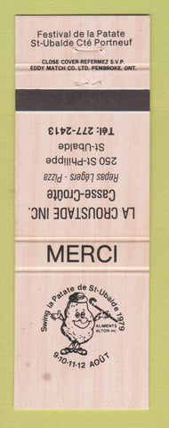 Matchbook Cover - Festival De LA Patate Portneuf QC La Croustade Pizza