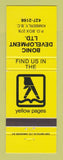 Matchbook Cover - Bonic Development Yellow Pages Telephone Book Kimberly BC