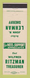 Matchbook Cover - John R Lehman for Sheriff Wilfred Ritzman Treasurer