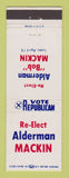Matchbook Cover - Alderman Bob Mackin Election