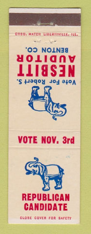 Matchbook Cover - Robert Nesbitt for Auditor Benton County CREASES