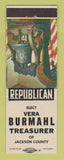 Matchbook Cover - Vera Burmahl Treasurer Election Jackson County