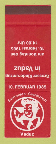 Matchbook Cover - Fastnachts Gesellschaft Vaduz 1985 SAMPLE Switzerland