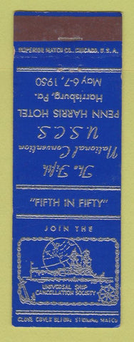Matchbook Cover - Universal Ship Cancellation Society Harrisburg PA 1950