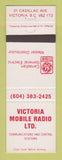 Matchbook Cover - Victoria Mobile Radio BC GE Canada