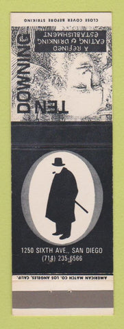 Matchbook Cover - Ten Downing Restaurant San Diego CA Winston Churchill
