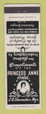 Matchbook Cover - Princess Anne Hotel Fredericksburg VA
