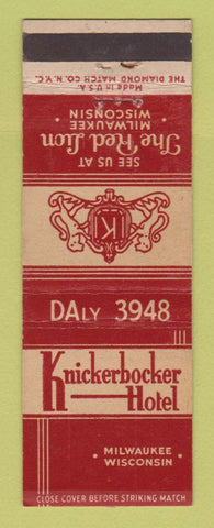 Matchbook Cover - Knickerbocker Hotel Milwaukee WI