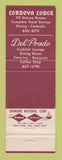Matchbook Cover - Gordova Lodge Del Prado Restaurant Sacramento CA