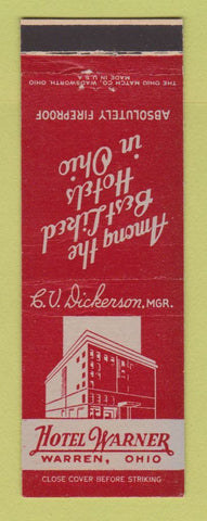 Matchbook Cover - Hotel Warner Warren OH