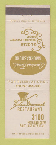 Matchbook Cover - Beau Brummel Restaurant Salt Lake City UT