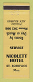 Matchbook Cover - Nicolett Hotel St Boniface MB