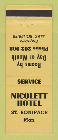Matchbook Cover - Nicolett Hotel St Boniface MB