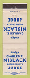 Matchbook Cover - Judge Charles E Niblack Election Boone County