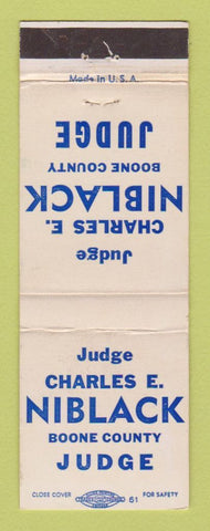 Matchbook Cover - Judge Charles E Niblack Election Boone County