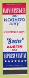 Matchbook Cover - Anne Gordon for Representative Election Buster Austin SAMPLE