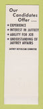 Matchbook Cover - Anne Gordon for Representative Election Buster Austin SAMPLE