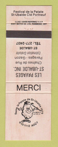 Matchbook Cover - Festival De LA Patate St Ubalde QC Les Pavages