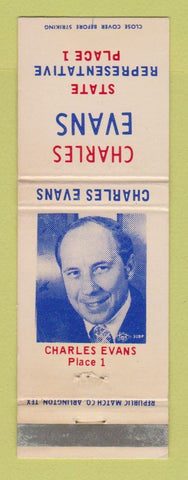 Matchbook Cover - Charles Evans State Rep Election Place 1
