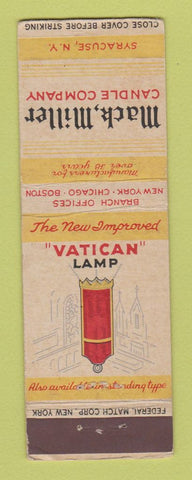 Matchbook Cover - Mack Miller Candle Company Syracuse NY FEDERAL LONG