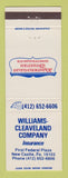 Matchbook Cover - Williams Cleaveland Insurance New Castle PA