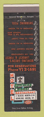 Matchbook Cover - Motel Kentucky Colonel Bowling Green KY