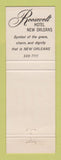 Matchbook Cover - Roosevelt Hotel New Orleans LA