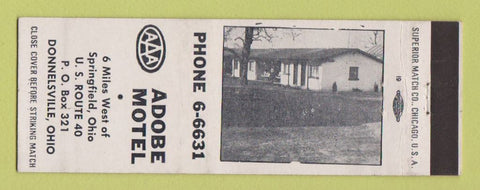 Matchbook Cover - Abode Motel Donnelsville OH