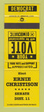 Matchbook Cover - Ernie Christison Senate Election