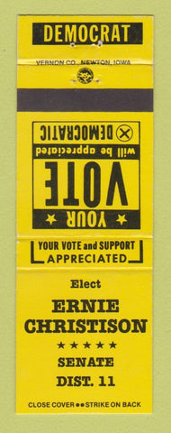 Matchbook Cover - Ernie Christison Senate Election