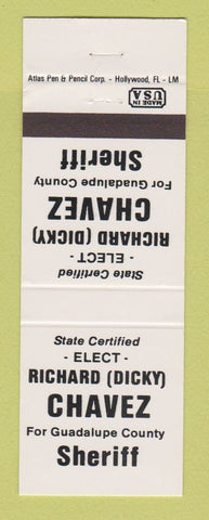 Matchbook Cover - Richard Dicky Chavez Sheriff Election Guadalupe County