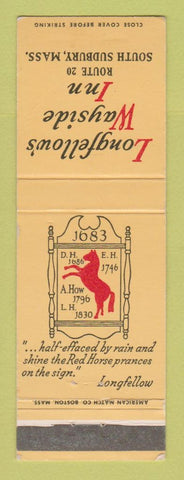 Matchbook Cover - Longfellow's Wayside Inn South Sudbury MA
