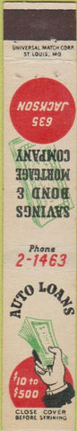Matchbook Cover - Auto Laons bonds Topeka KS 10 Strike