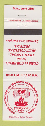 Matchbook Cover - Festival 1987 Cornwall ON