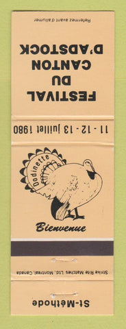 Matchbook Cover - Festival Du Canton D'Adstock St Methode QC 1980