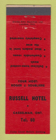 Matchbook Cover - Russell Hotel Casselman ON low phone #