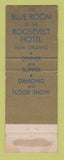 Matchbook Cover - Roosevelt Hotel New Orleans LA Blue Room