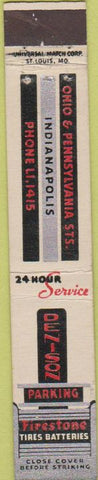 Matchbook Cover - Denison Indianapolis IN Firestone tires oil gas 10 Strike