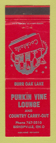 Matchbook Cover - Punkin Vine Lounge Bishopville OH