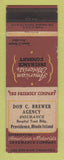 Matchbook Cover - Don C Brewer Insurance Providence RI
