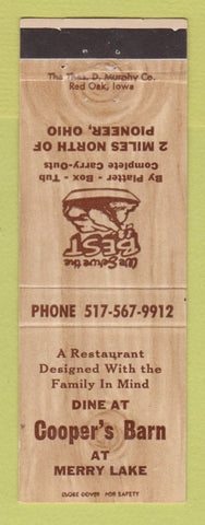 Matchbook Cover - Cooper's Barn Restaurant Pioneer OH